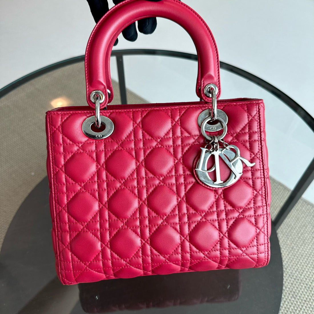 *Receipt*  Lady Medium Cannage Lambskin Red SHW