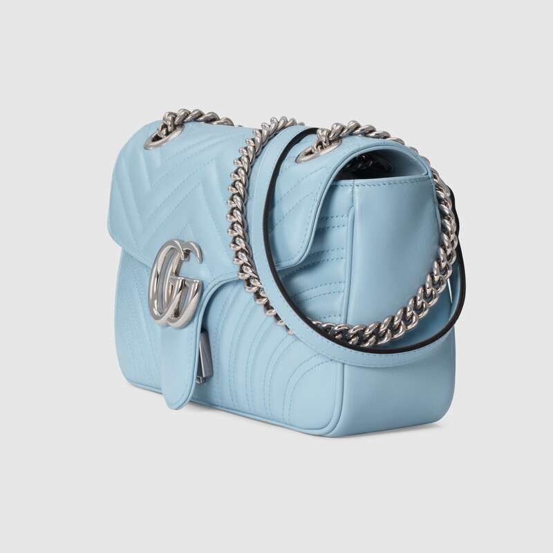 Gucci GG Marmont Medium Shoulder Bag Pastel Blue Leather