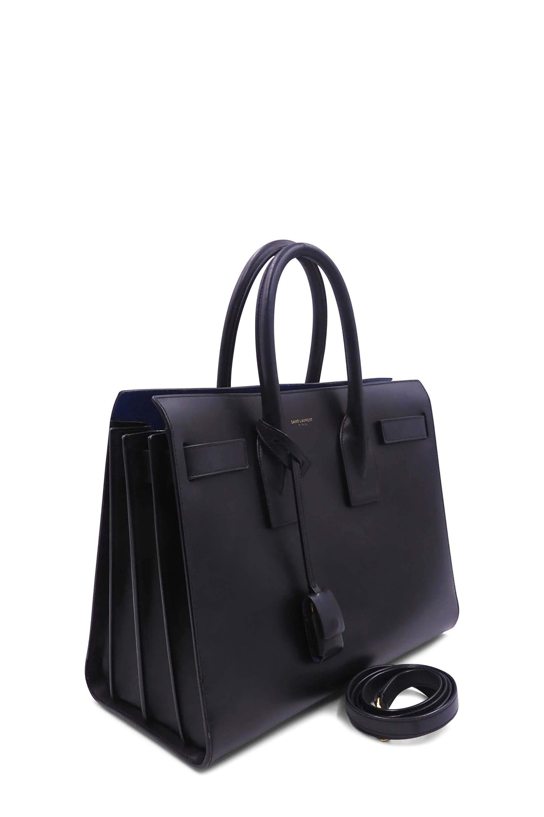 Classic Small Sac De Jour Black Blue in Smooth Leather