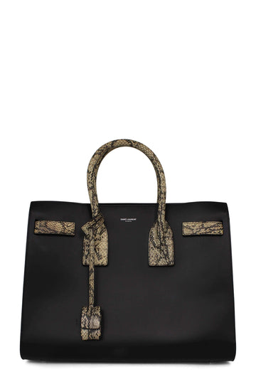 Classic Small Sac De Jour Python-Trimmed Black