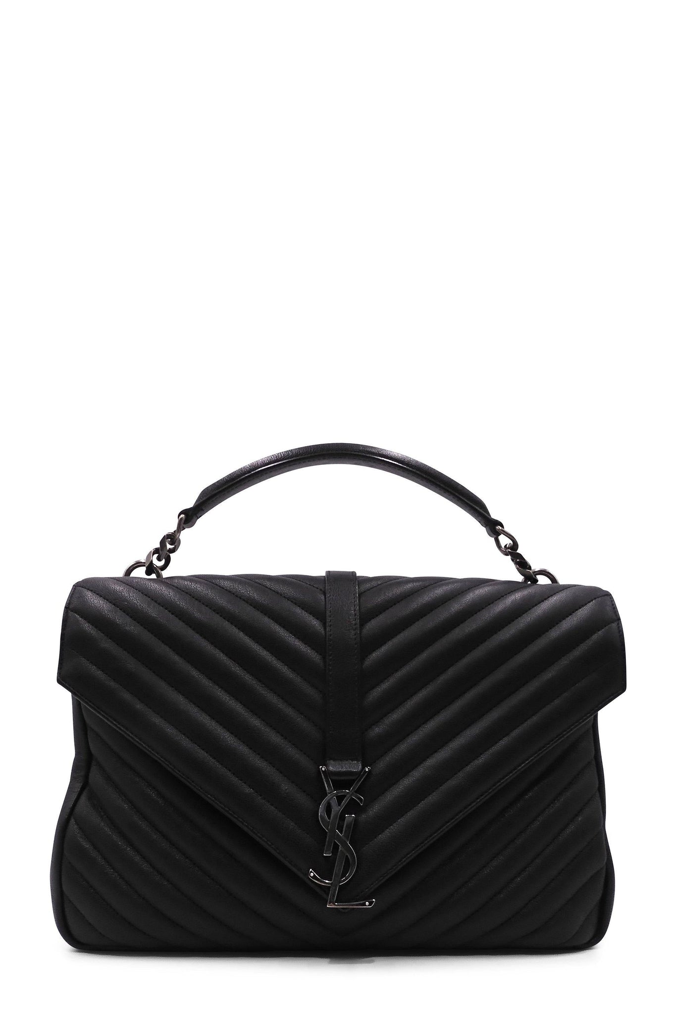 Large Monogram College Bag Dark Grey with Silver Hardware Dark Grey