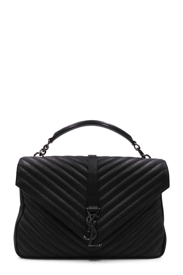 Large Monogram College Bag Dark Grey with Silver Hardware Dark Grey