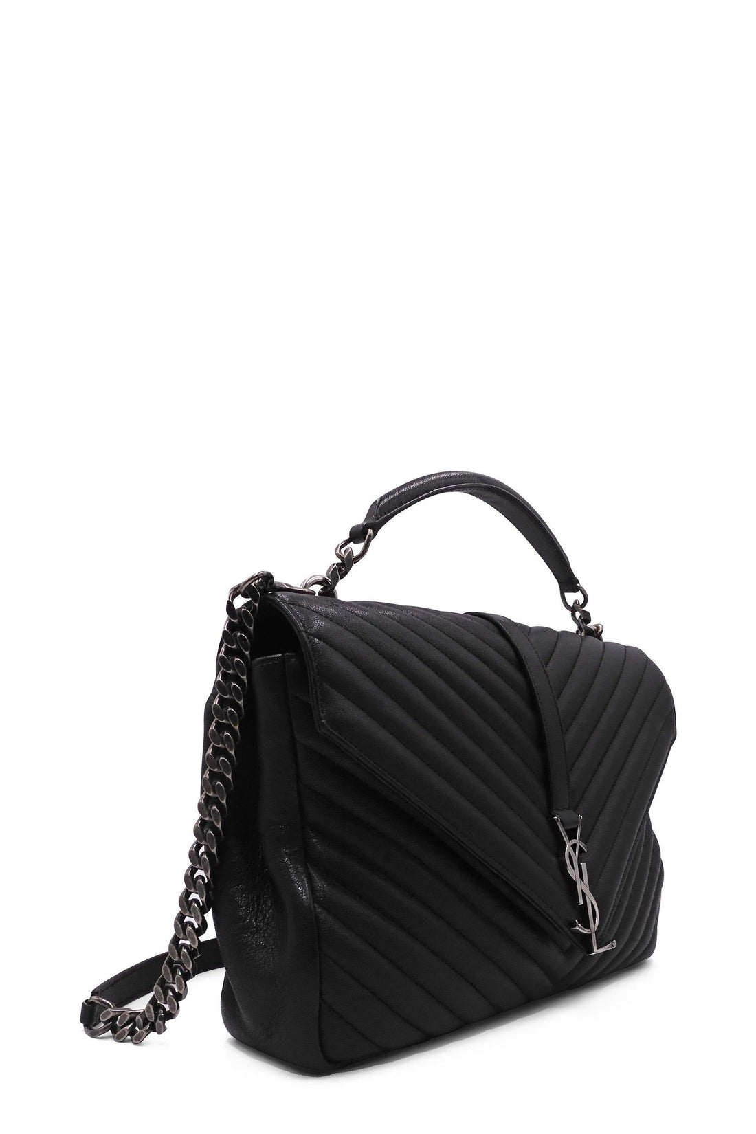 Large Monogram College Bag Dark Grey with Silver Hardware Dark Grey