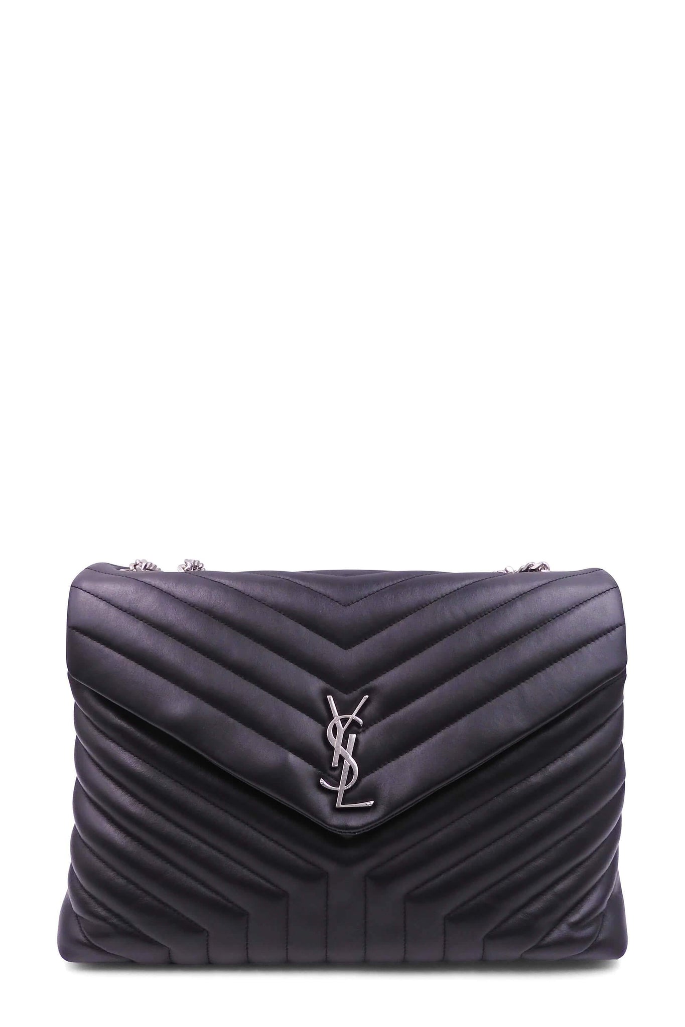 Loulou Large Bag Black with Silver Hardware