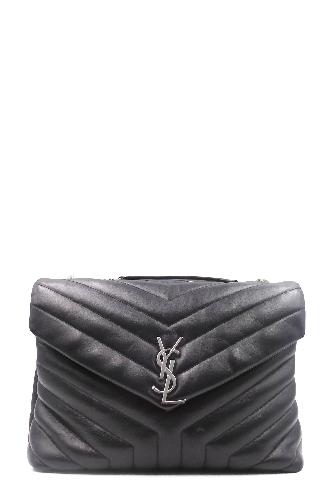 Loulou Medium Bag with Silver Hardware Black