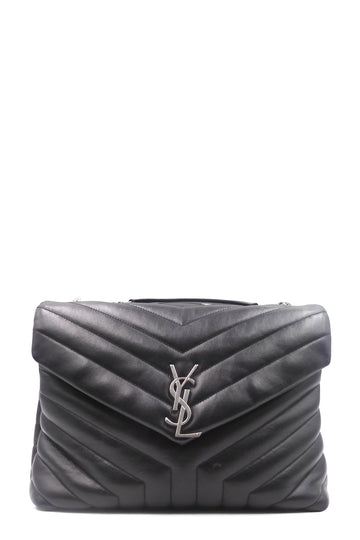 Loulou Medium Bag with Silver Hardware Black