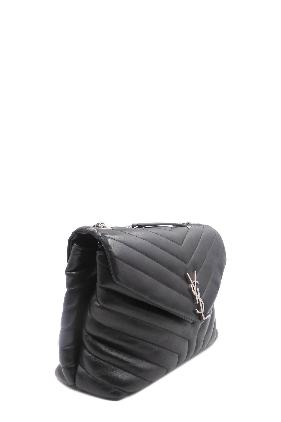 Loulou Medium Bag with Silver Hardware Black