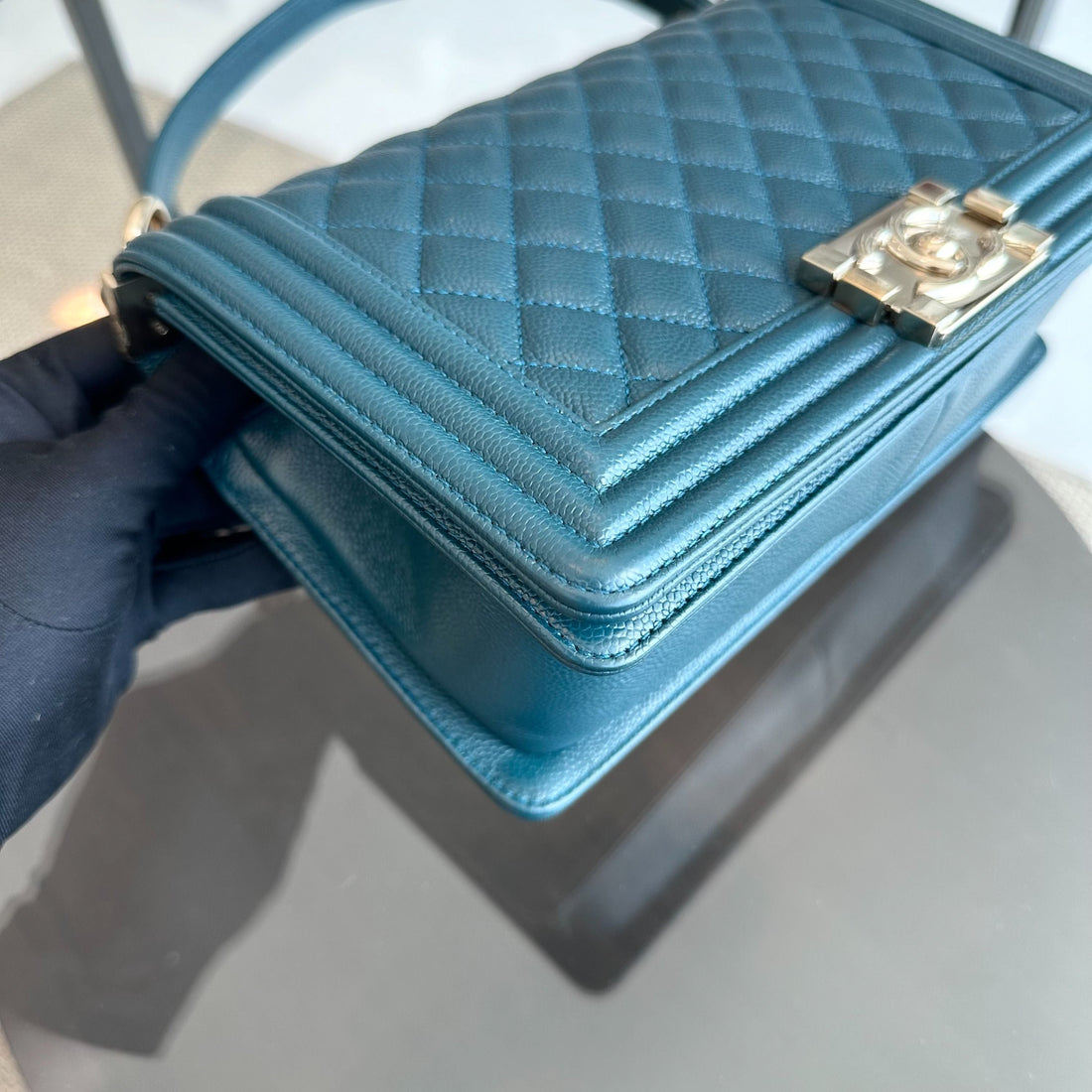 *Series 30* Caviar Boy Old Medium 25CM Leboy Quilted Blue GHW No 30