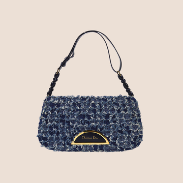 CHRISTIAN DIOR BLUE TEXTURED DENIM MALICE BAG