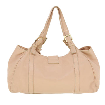 FENDI Buckle Tote Bag Leather Pink Auth tb663