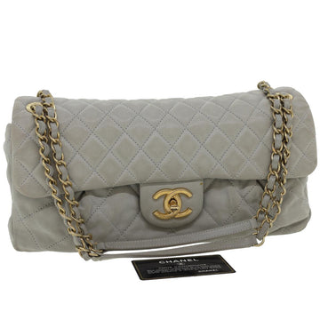 Top Quality Chanel Lamb Skin Matelasse Double Chain Shoulder Bag Gray CC Auth am1097gA