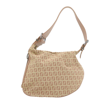 FENDI Zucchino Canvas Shoulder Bag Pink Beige Auth am308b