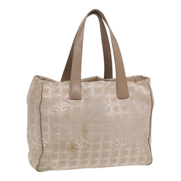 Top Quality Chanel New Travel Line Tote Bag Nylon Beige Gold CC Auth ti1912