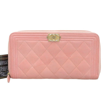 Chanel Boy Long Wallet A80288 Pink