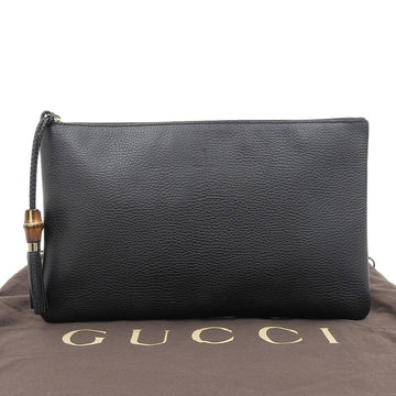 Gucci Bamboo Leather Clutch Bag Black