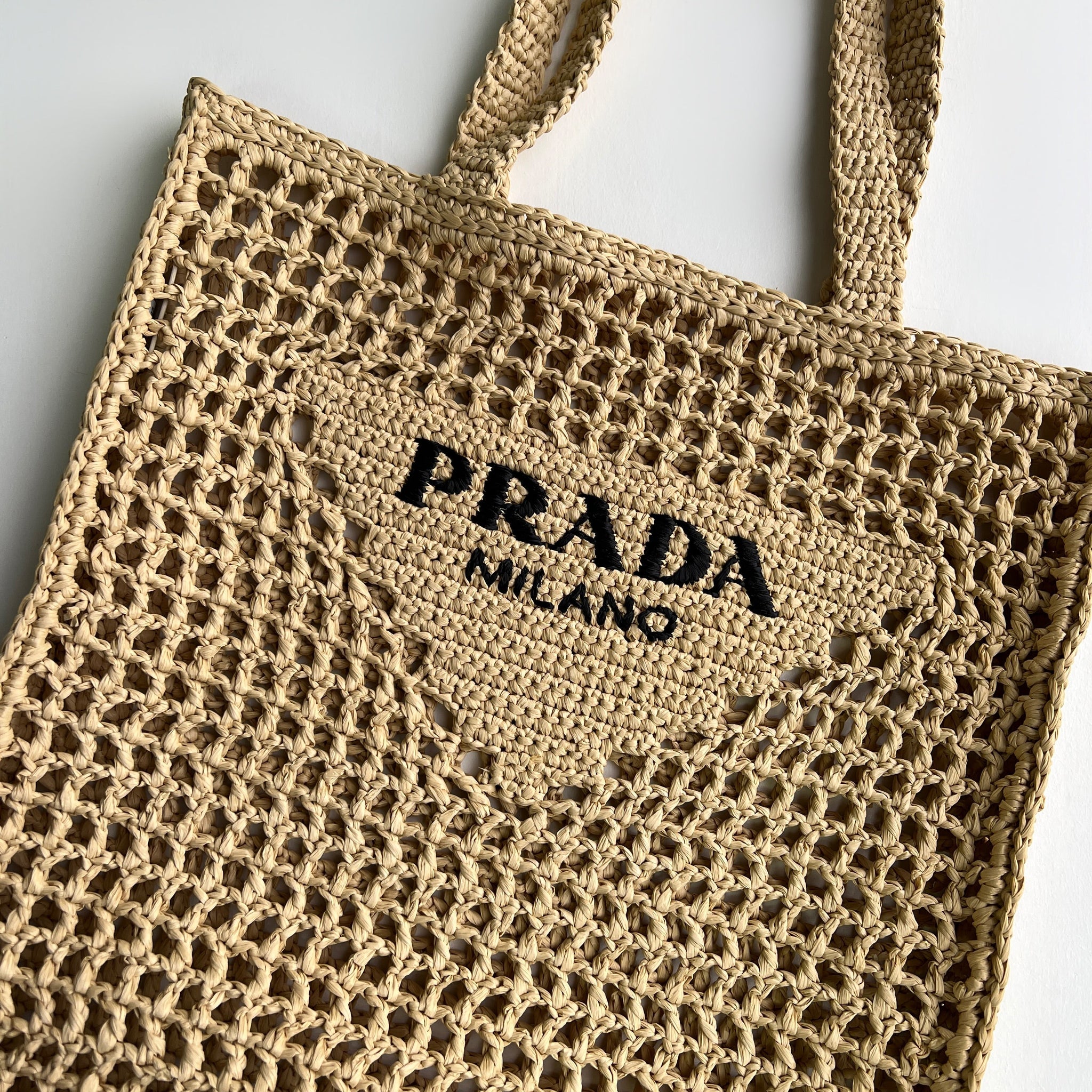 Prada Raffia Tote Bag (Tan)