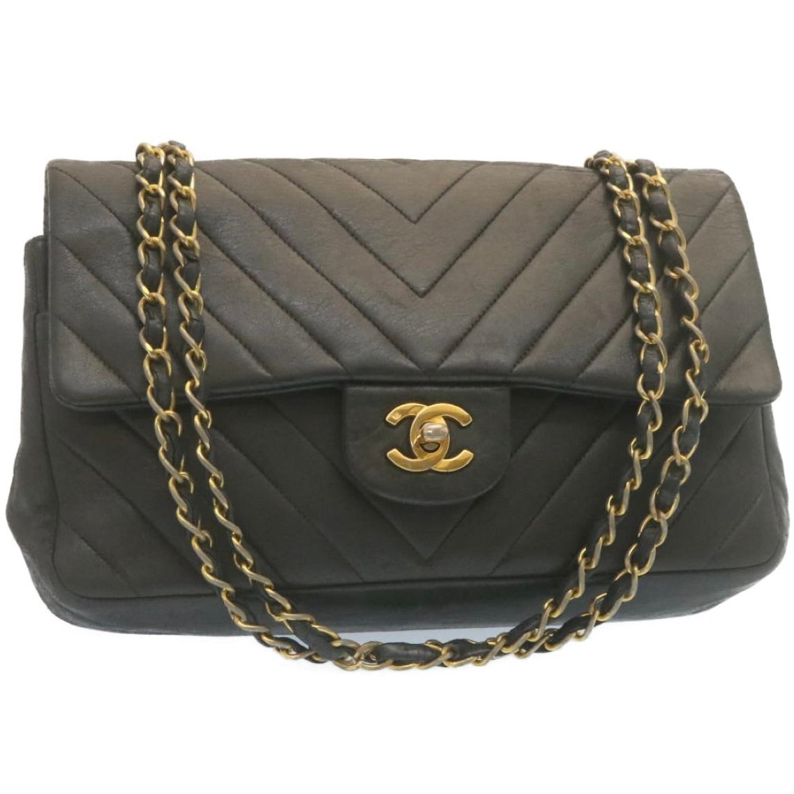 Top Quality Chanel Mademoiselle Turn Lock New Shoulder Bag Lamb Skin Black CC Auth ai677A
