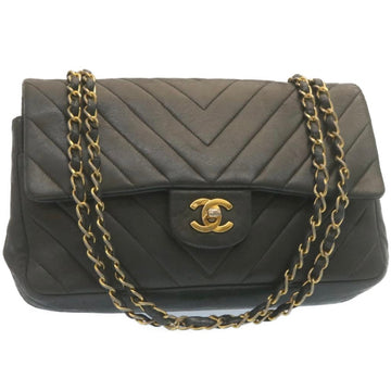 Top Quality Chanel Mademoiselle Turn Lock New Shoulder Bag Lamb Skin Black CC Auth ai677A