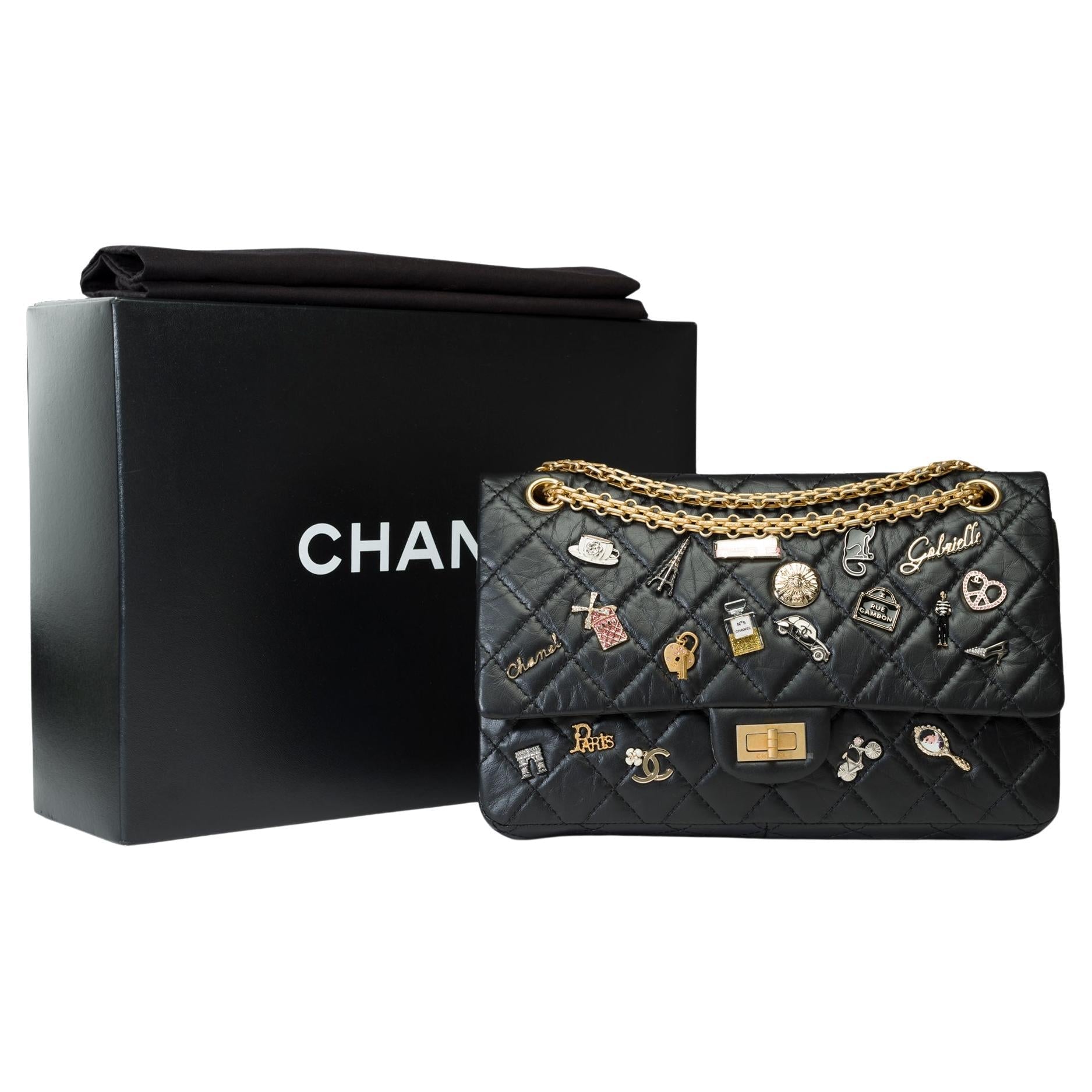 Top Quality Chanel Lucky Charms 2.55 double New shoulder bag in black quilted leather, AGHW