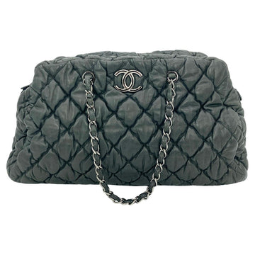 Top Quality Chanel Dark Gray Quilted Puffy Leather Shoulder Bag Tote