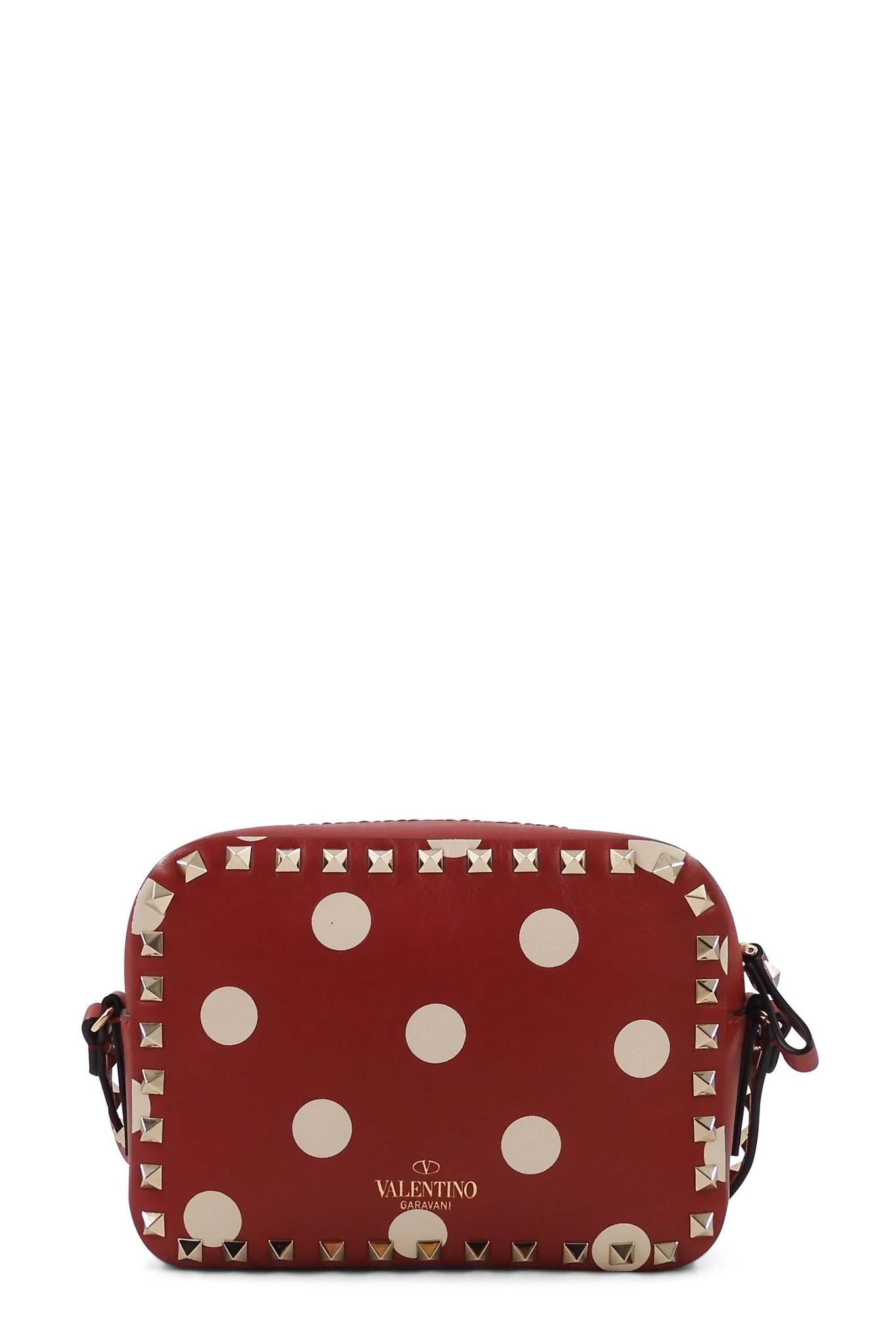 Polka Dot Rockstud Camera Bag Red