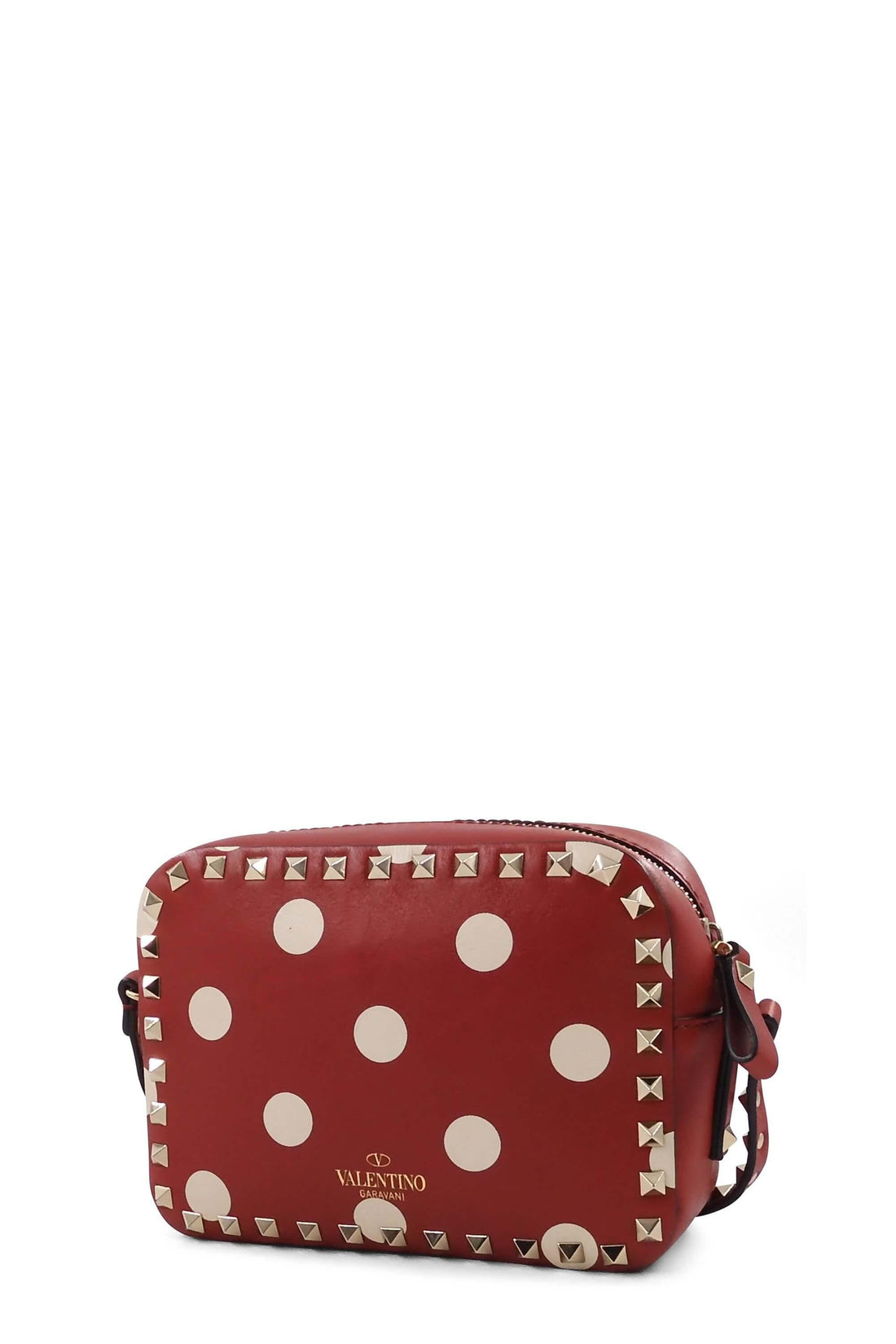 Polka Dot Rockstud Camera Bag Red