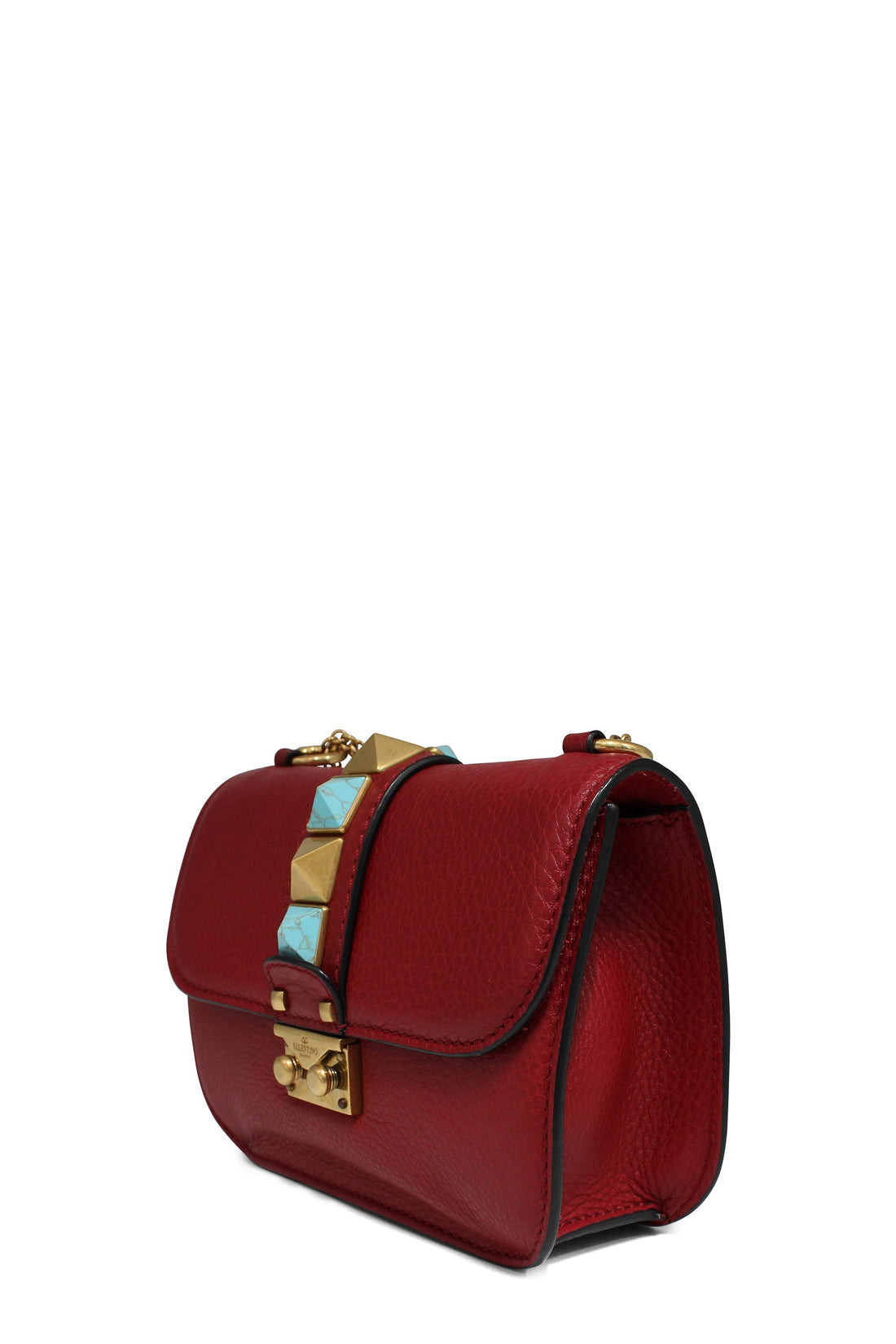 Small Glam Rock Bag Red Teal Studs