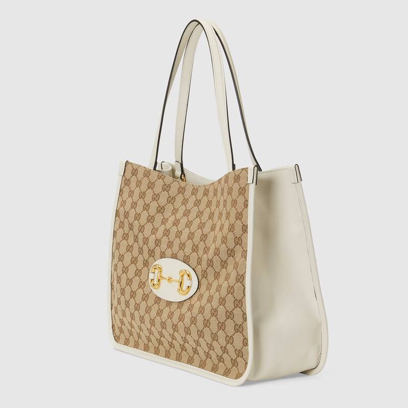 Gucci Horsebit 1955 Medium Tote Bag White Leather
