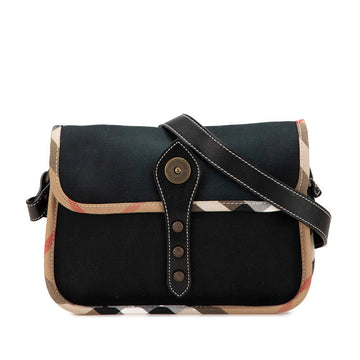 Burberry Nova Check Canvas Leather Shoulder Bag