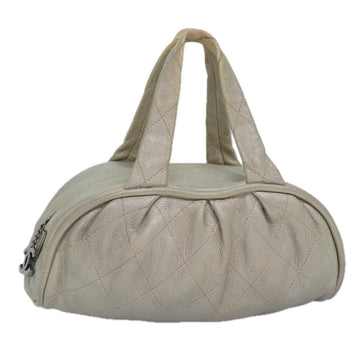 Top Quality Chanel Matelasse Hand Bag Leather Silver CC Auth yb675