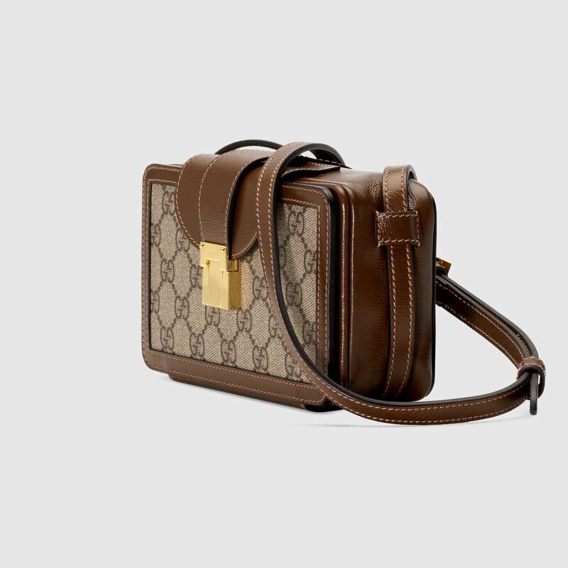 Gucci GG Mini Bag With Clasp Closure Brown Leather