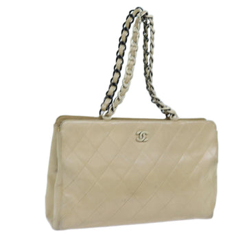 Top Quality Chanel Matelasse Chain Tote Bag Leather Beige CC Auth yk11588