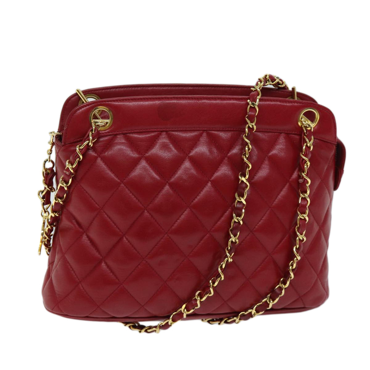 Top Quality Chanel Matelasse Chain Shoulder Bag Leather Red CC Auth yk11662