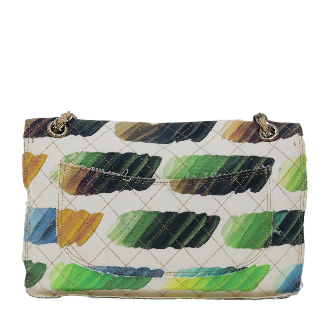 Top Quality Chanel Matelasse Turn Lock Chain COCO Mark Bag Canvas White CC Auth yk11679A