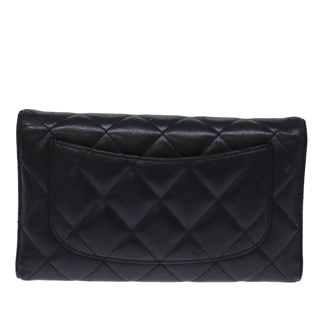 Top Quality Chanel Matelasse Long Wallet Lamb Skin Black CC Auth yk12499