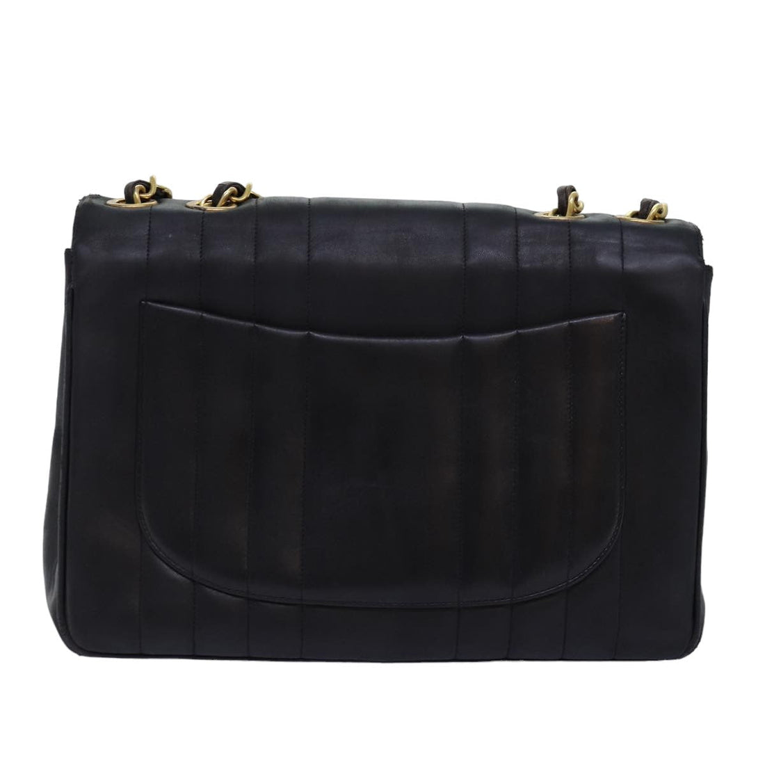 Top Quality Chanel Mademoiselle Big COCO Mark Chain Bag Lamb Skin Black CC Auth yk12655