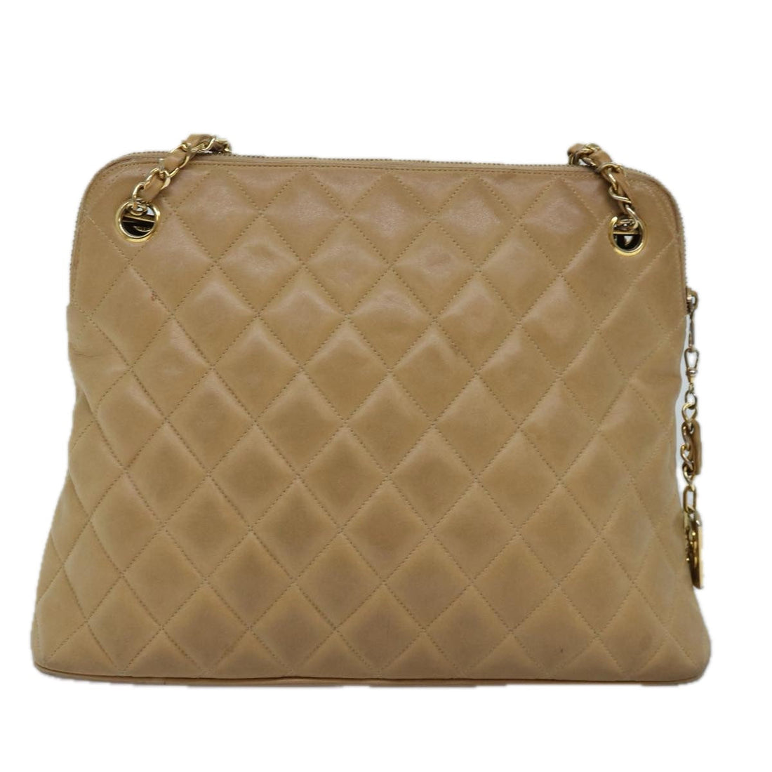 Top Quality Chanel Matelasse Chain Shoulder Bag Lamb Skin Beige CC Auth yk12918