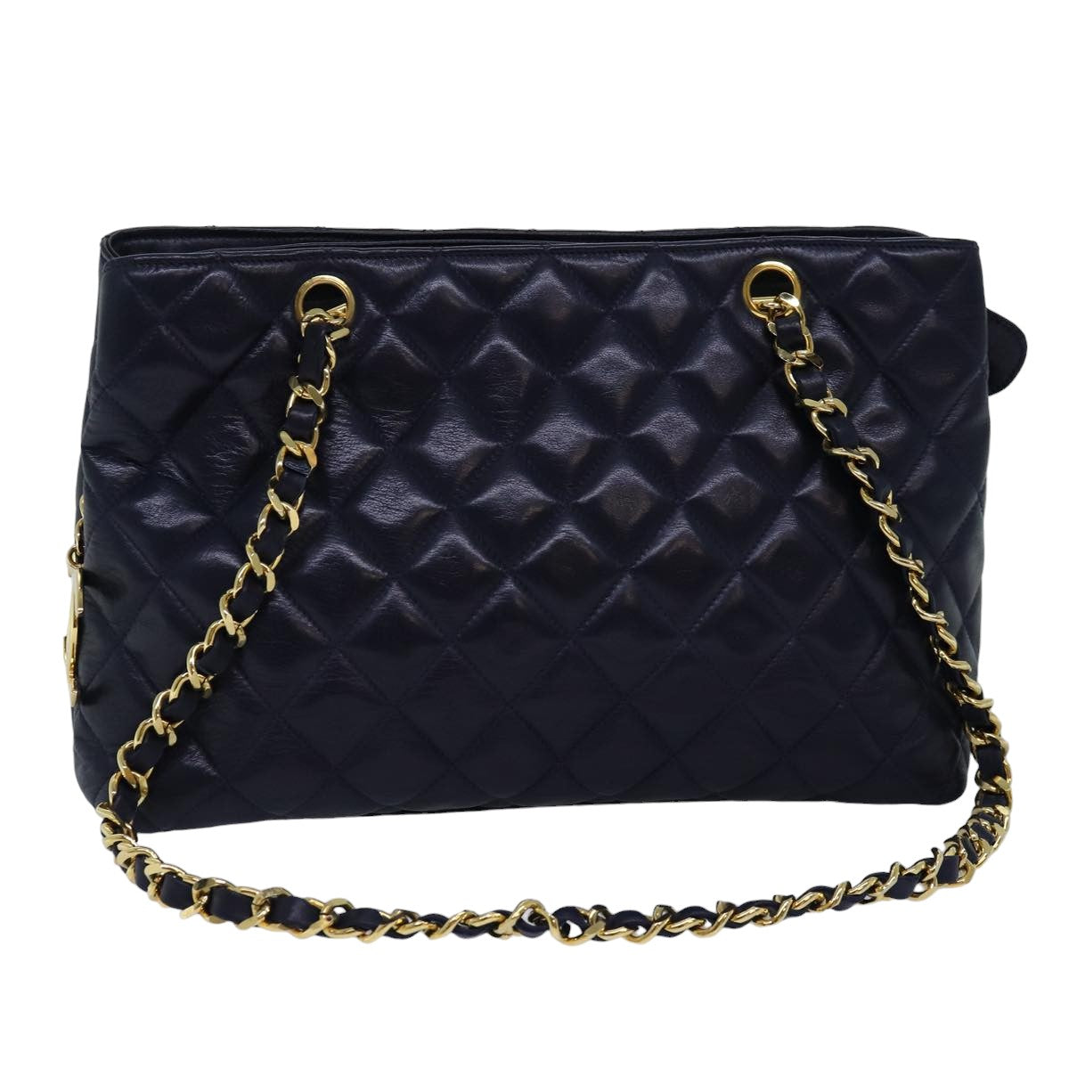 Top Quality Chanel Matelasse Chain Shoulder Bag Lamb Skin Navy CC Auth yk12992