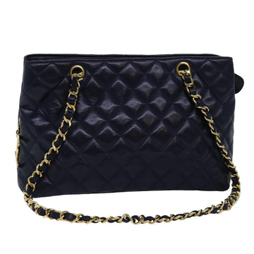 Top Quality Chanel Matelasse Chain Shoulder Bag Lamb Skin Navy CC Auth yk12992