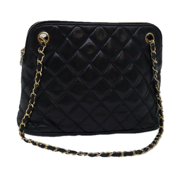Top Quality Chanel Matelasse Chain Shoulder Bag Lamb Skin Black CC Auth yk13018