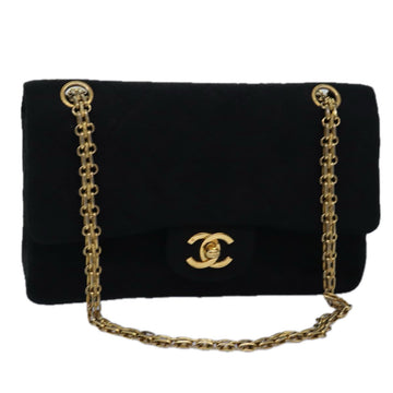 Top Quality Chanel Matelasse Turn Lock Chain Bag Cotton Vintage Black CC Auth yk13023