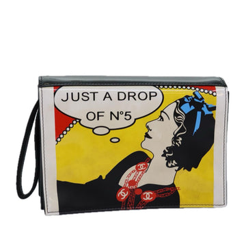 Top Quality Chanel Mademoiselle Clutch Bag Enamel Black Yellow CC Auth yk13029