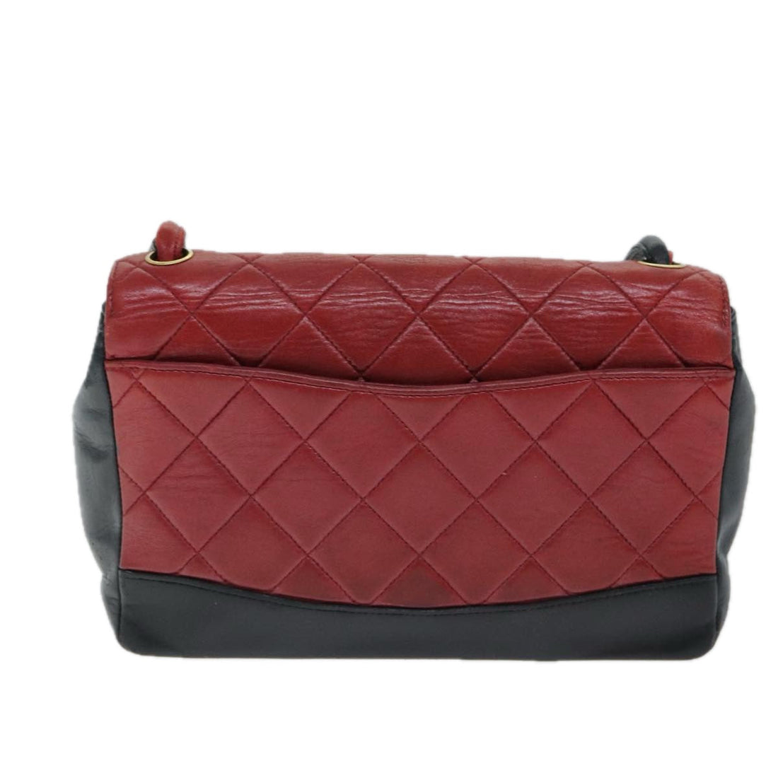 Top Quality Chanel Matelasse Turn Lock Shoulder Bag Lamb Skin Black Red CC Auth yk13361
