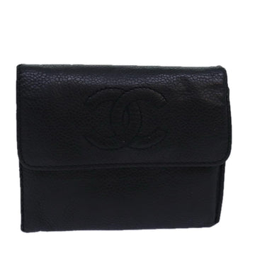 Top Quality Chanel COCO Mark Wallet Caviar Skin Black CC Auth yk13769