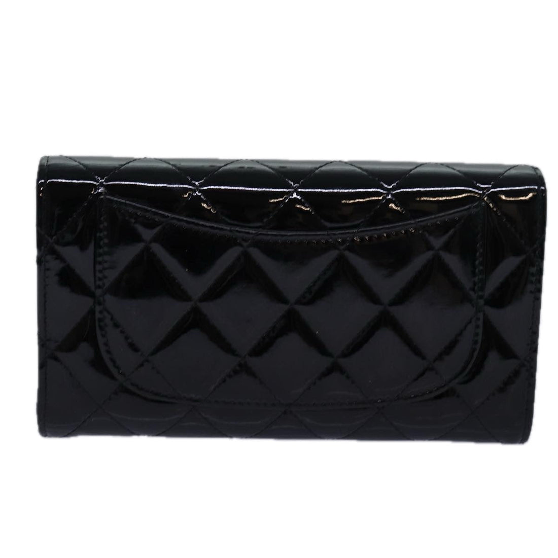 Top Quality Chanel Matelasse Long Wallet Enamel Black CC Auth yk13806A