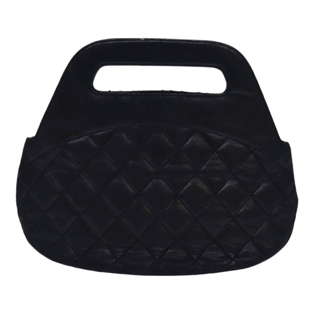 Top Quality Chanel Matelasse COCO Mark Hand Bag Lamb Skin Black Gold CC Auth yk14149