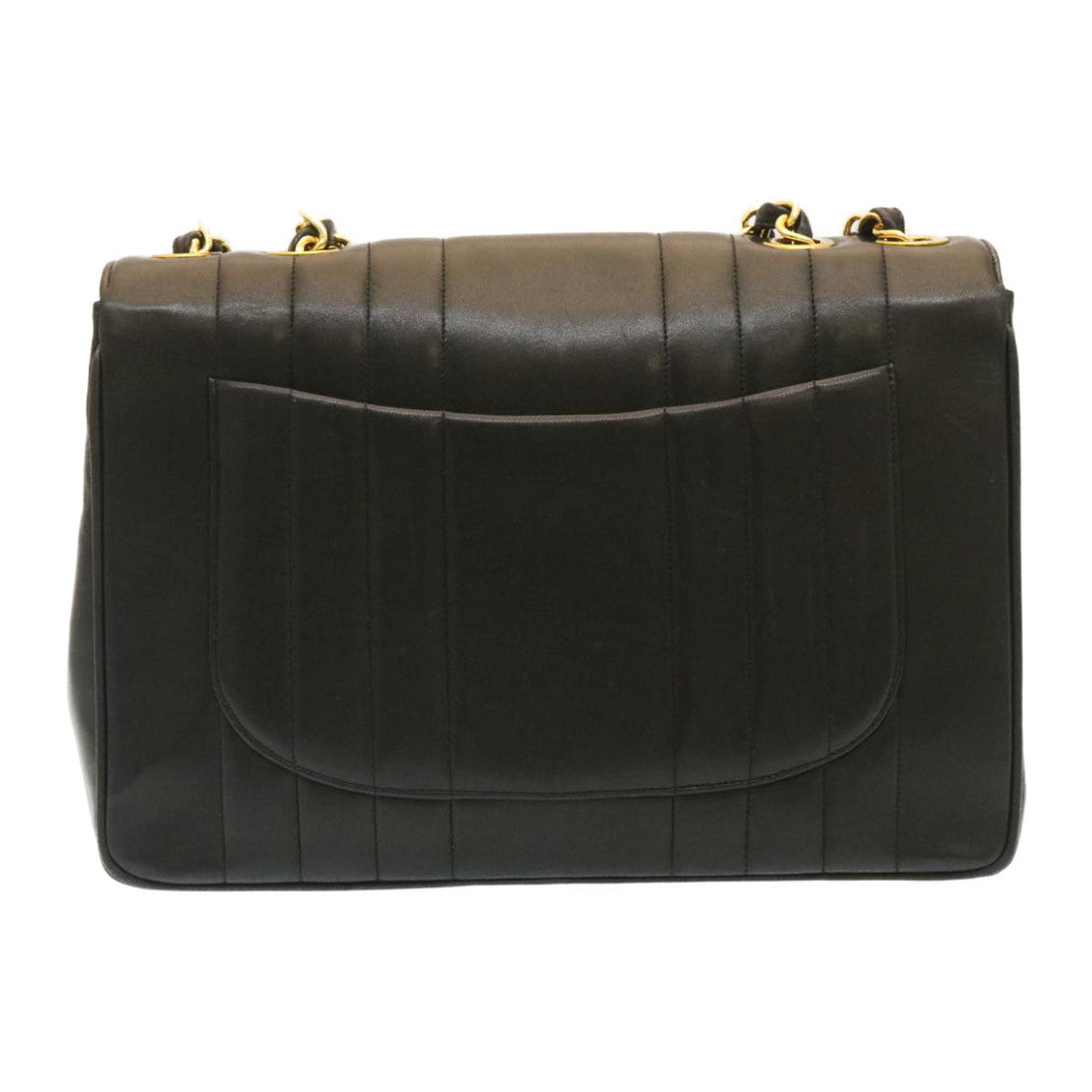 Top Quality Chanel Mademoiselle Big COCO Mark Chain ShoulderBag Lamb Skin Black Auth yk4080A