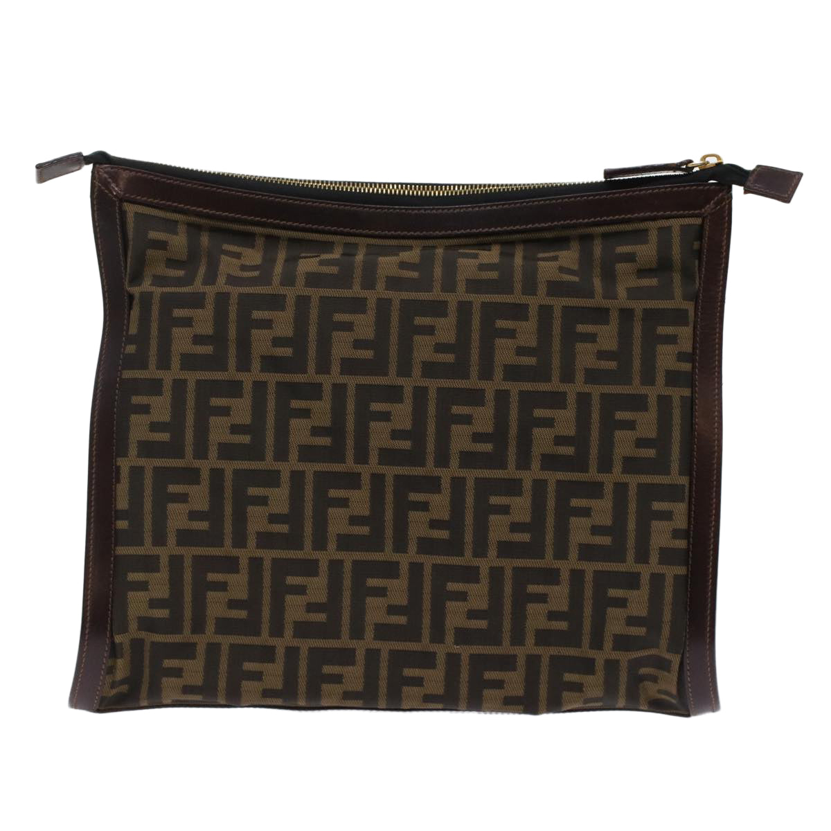 FENDI Zucca Canvas Clutch Bag Black Brown  yk7995B