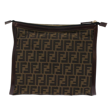 FENDI Zucca Canvas Clutch Bag Black Brown  yk7995B