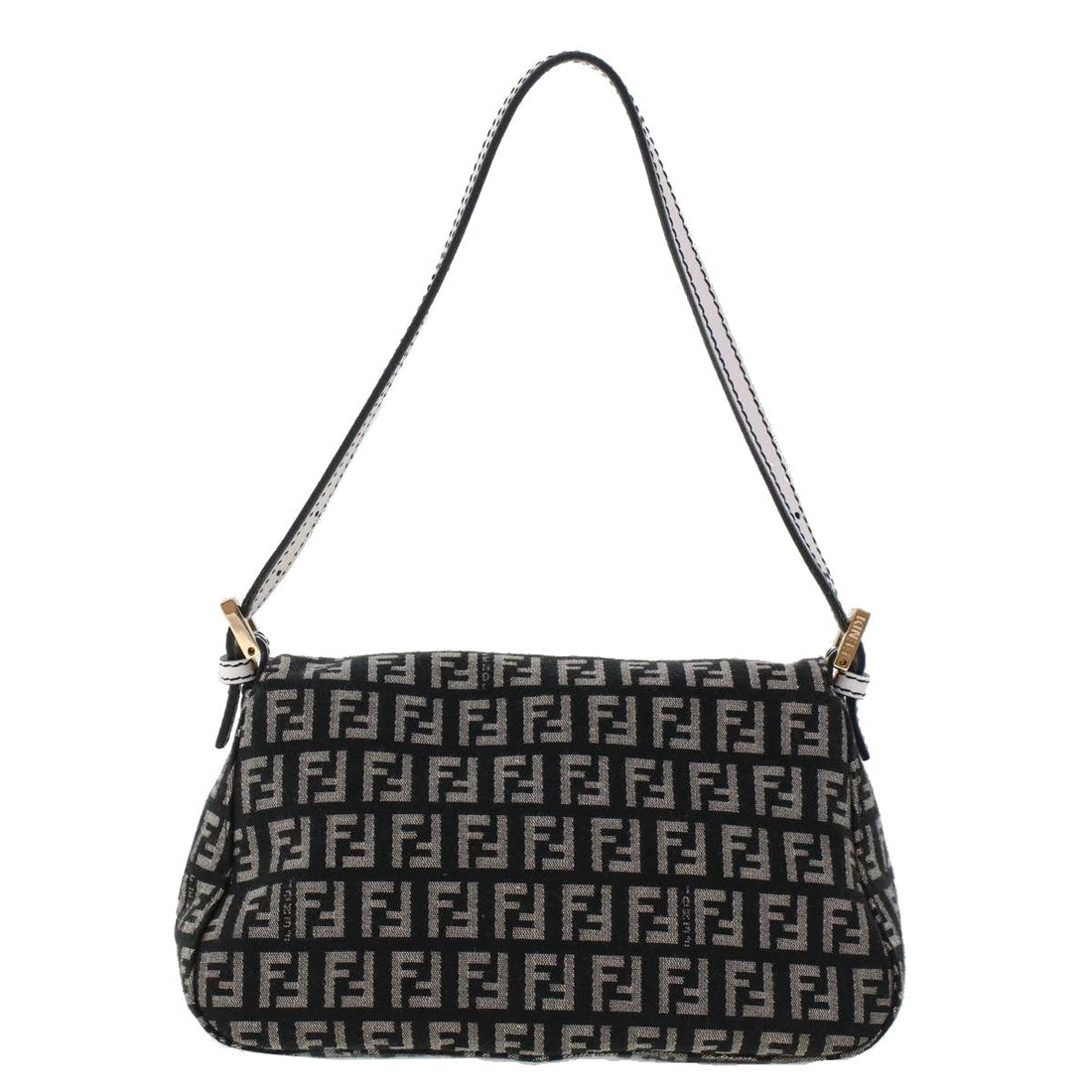 FENDI Zucchino Canvas Mini mamma bucket Hand Bag Black Auth yk8027